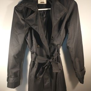 Cage Womens Trench Coat Size S 30" Black